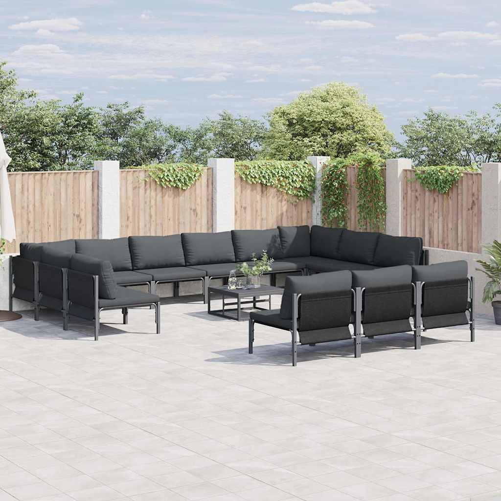 Tuinbankenset met kussen 14 pcs Zwart Staal is nu te koop bij PeponiXL, paradijselijk wonen!