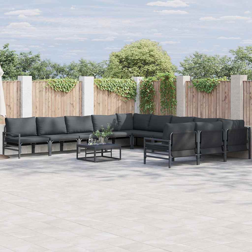 Tuinbankenset met kussen 11 pcs Zwart Staal is nu te koop bij PeponiXL, paradijselijk wonen!