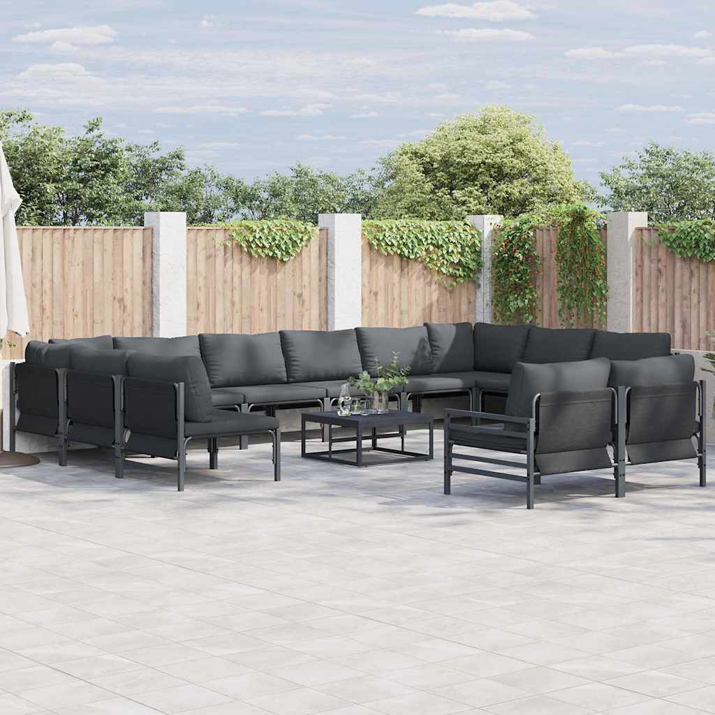 Tuinbankenset met kussen 12 pcs Zwart Staal is nu te koop bij PeponiXL, paradijselijk wonen!