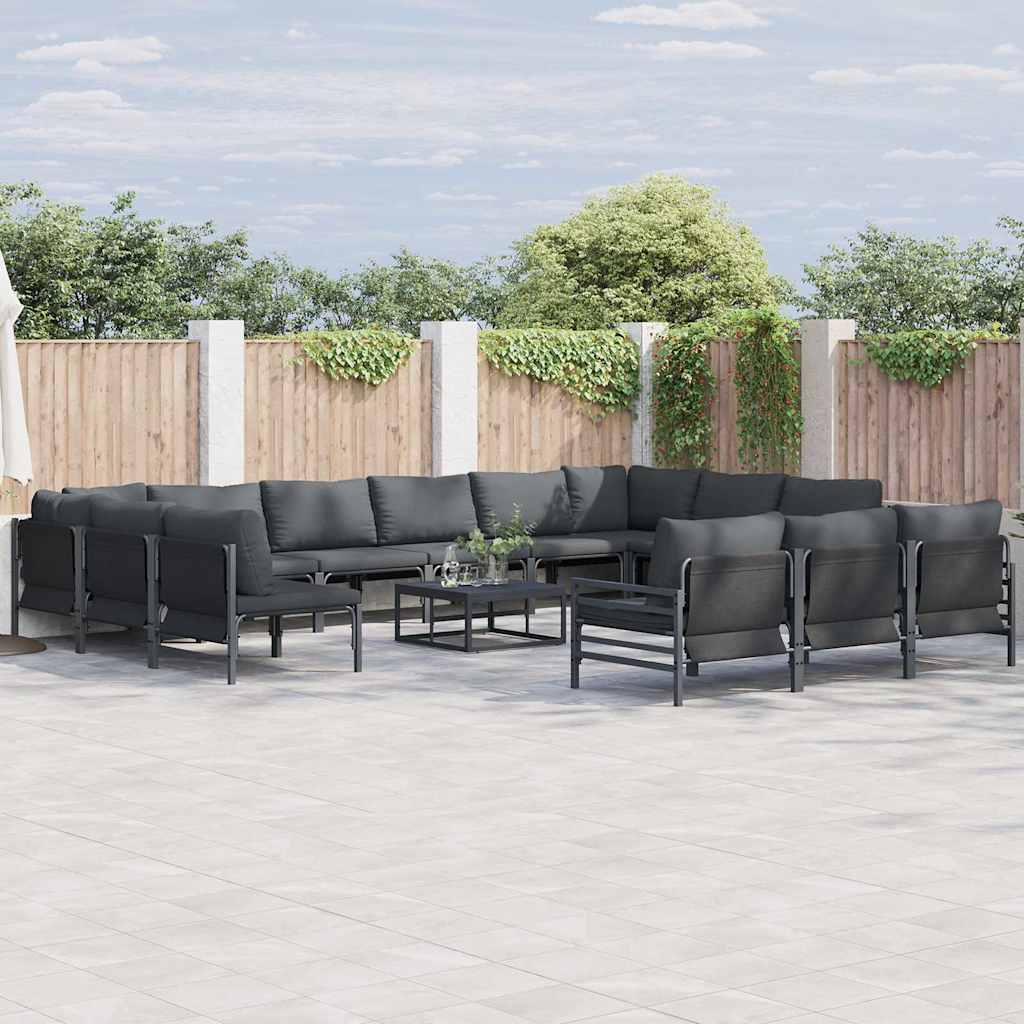 Tuinbankenset met kussen 14 pcs Zwart Staal is nu te koop bij PeponiXL, paradijselijk wonen!