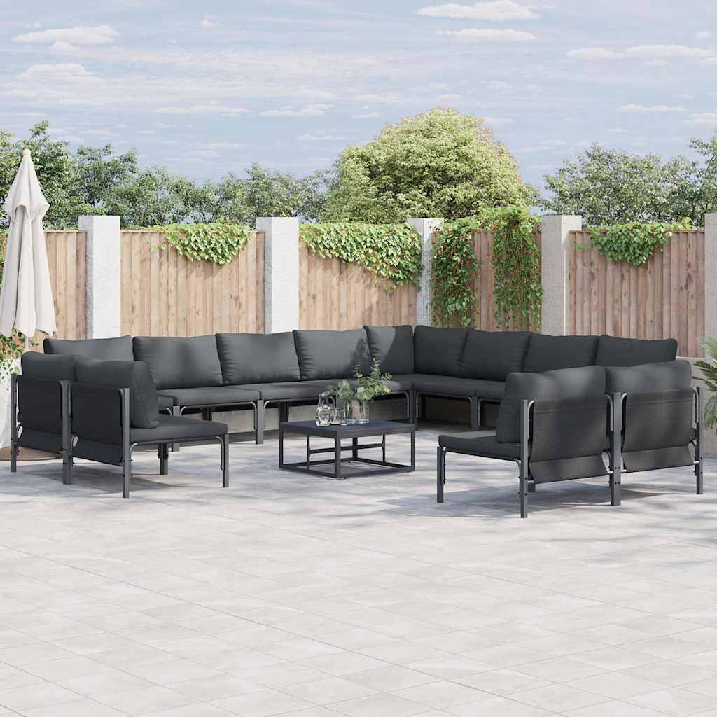 Tuinbankenset met kussen 12 pcs Zwart Staal is nu te koop bij PeponiXL, paradijselijk wonen!