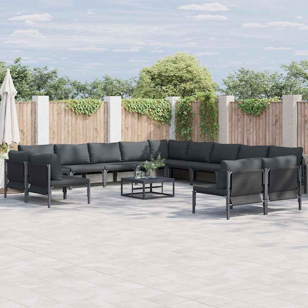 Tuinbankenset met kussen 14 pcs Zwart Staal is nu te koop bij PeponiXL, paradijselijk wonen!