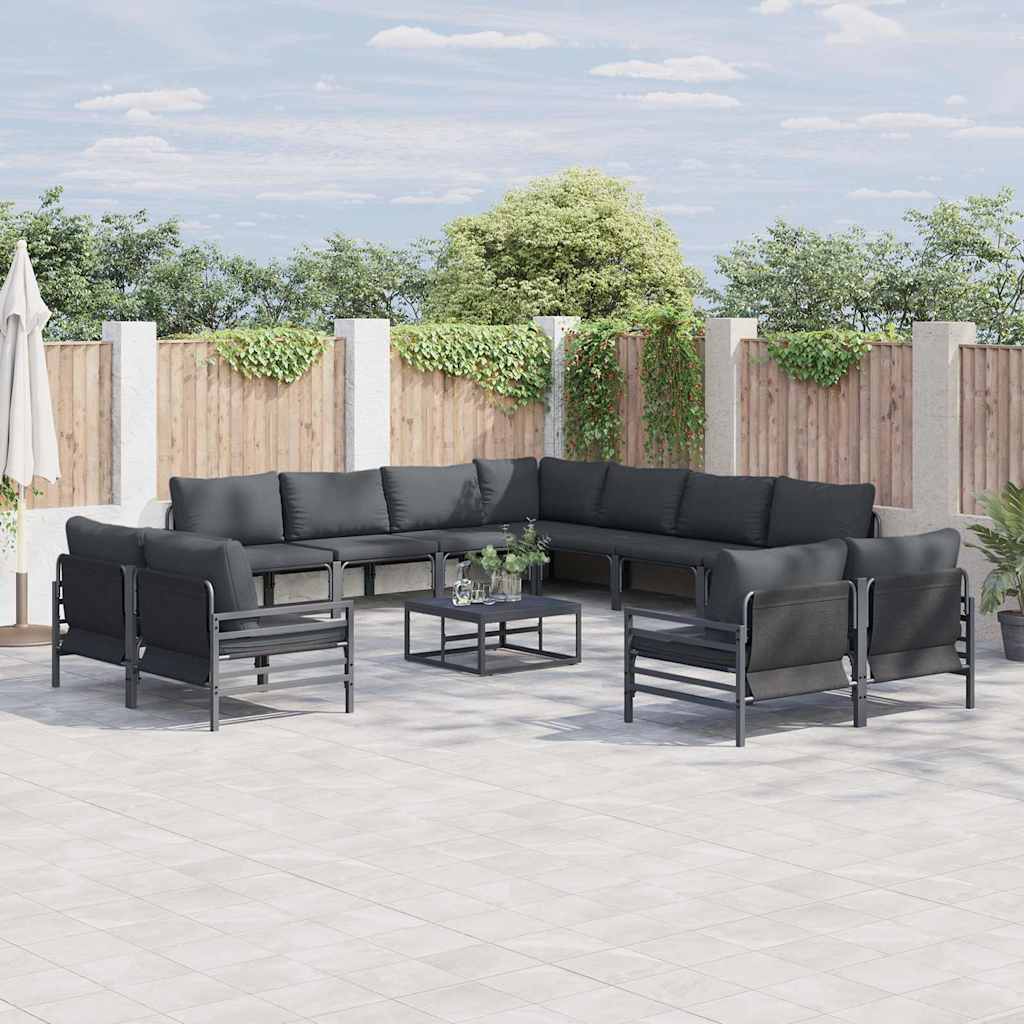 Tuinbankenset met kussen 11 pcs Zwart Staal is nu te koop bij PeponiXL, paradijselijk wonen!