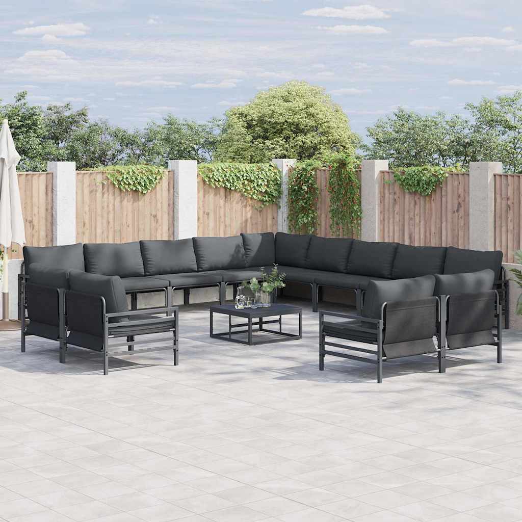 Tuinbankenset met kussen 13 pcs Zwart Staal is nu te koop bij PeponiXL, paradijselijk wonen!
