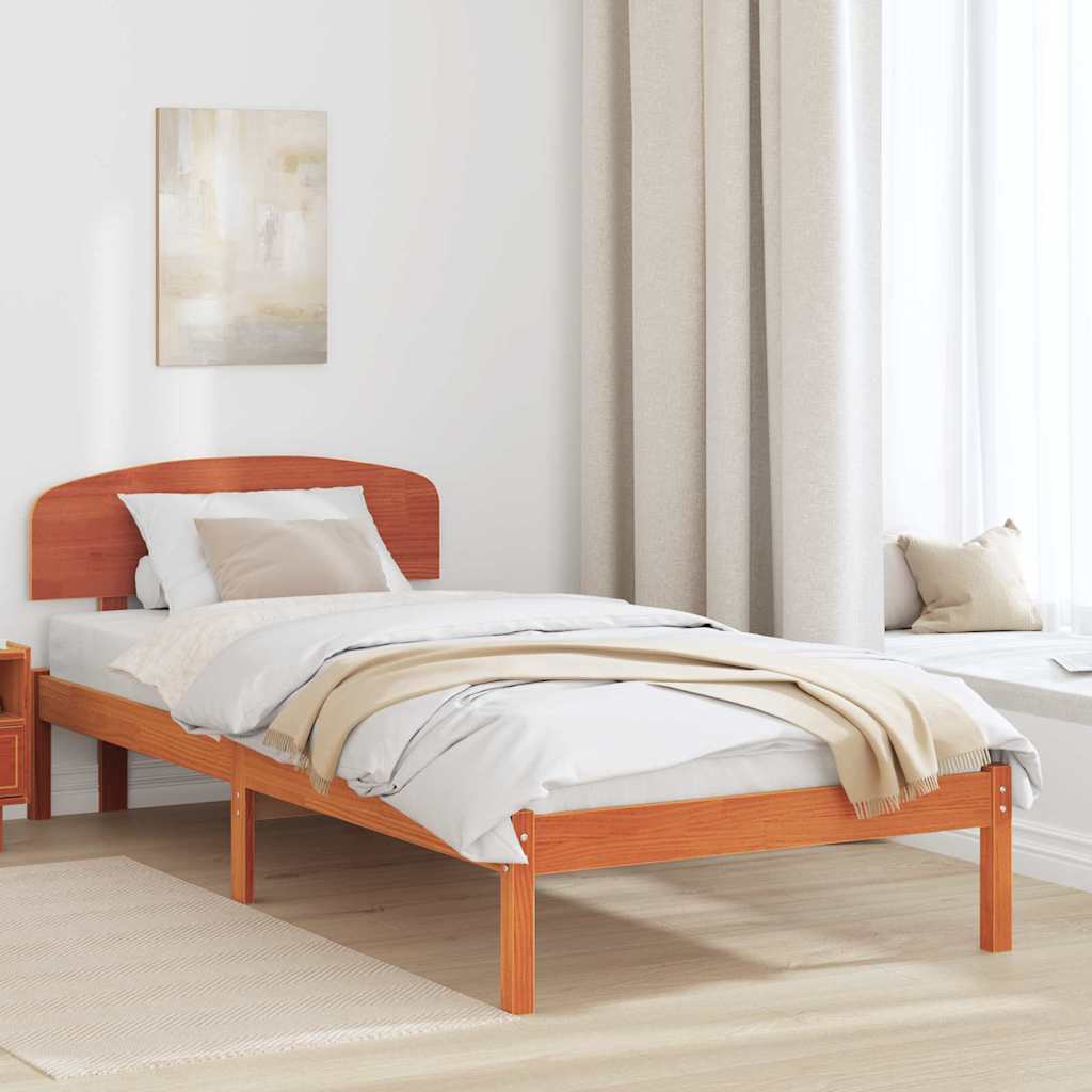 Bedframe met hoofdeinde Wasbruin 90 x 200 cm Massief grenenhout is nu te koop bij PeponiXL, paradijselijk wonen!