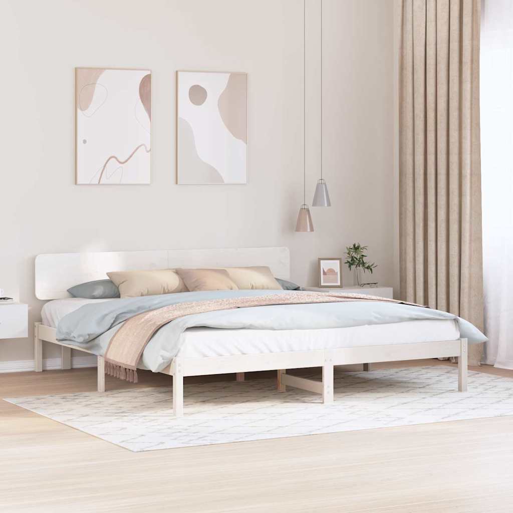 Bedframe met hoofdeinde Wit 180 x 200 cm Massief grenenhout is nu te koop bij PeponiXL, paradijselijk wonen!