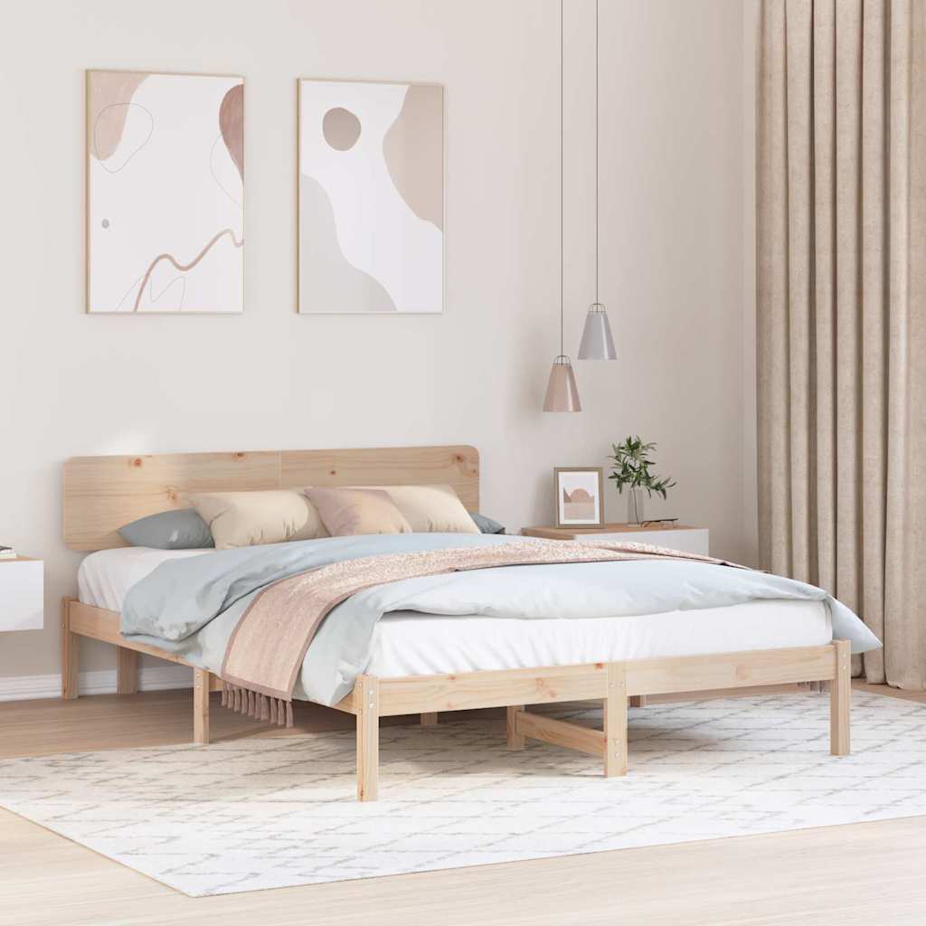 Bedframe met hoofdeinde Naturel 160 x 200 cm Massief grenenhout is nu te koop bij PeponiXL, paradijselijk wonen!