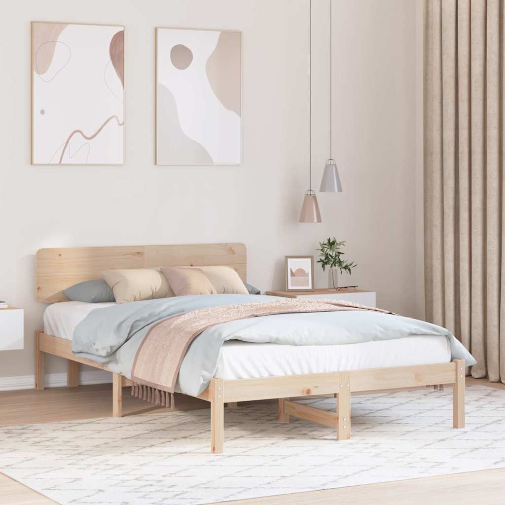Bedframe met hoofdeinde Naturel 120 x 200 cm Massief grenenhout is nu te koop bij PeponiXL, paradijselijk wonen!