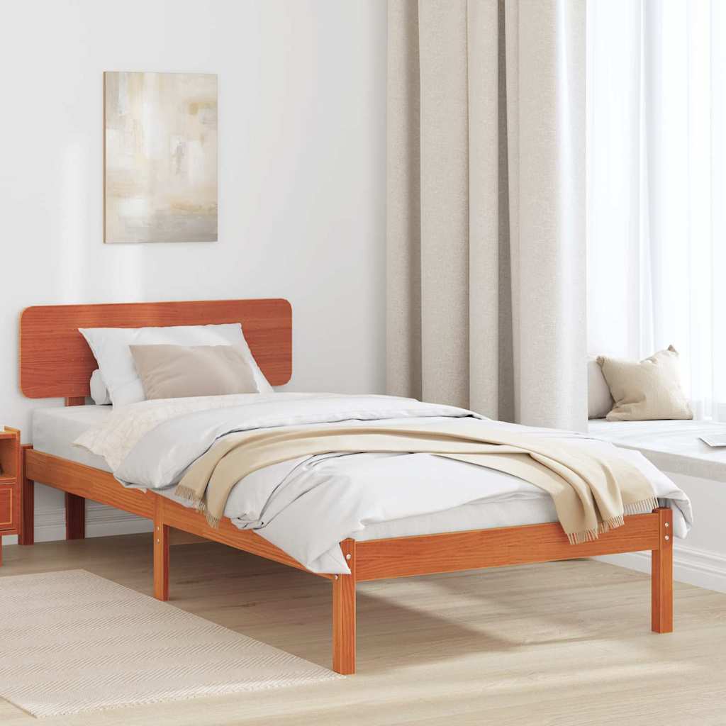 Bedframe met hoofdeinde Wasbruin 80 x 200 cm Massief grenenhout is nu te koop bij PeponiXL, paradijselijk wonen!