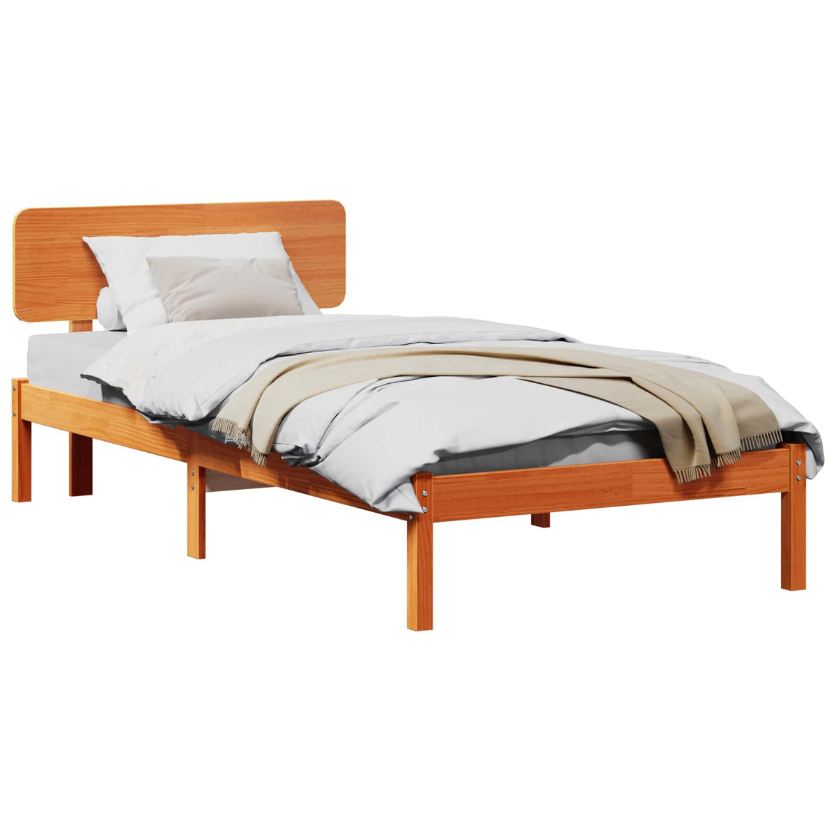 Bedframe met hoofdeinde Wasbruin 75 x 190 cm Massief grenenhout is nu te koop bij PeponiXL, paradijselijk wonen!