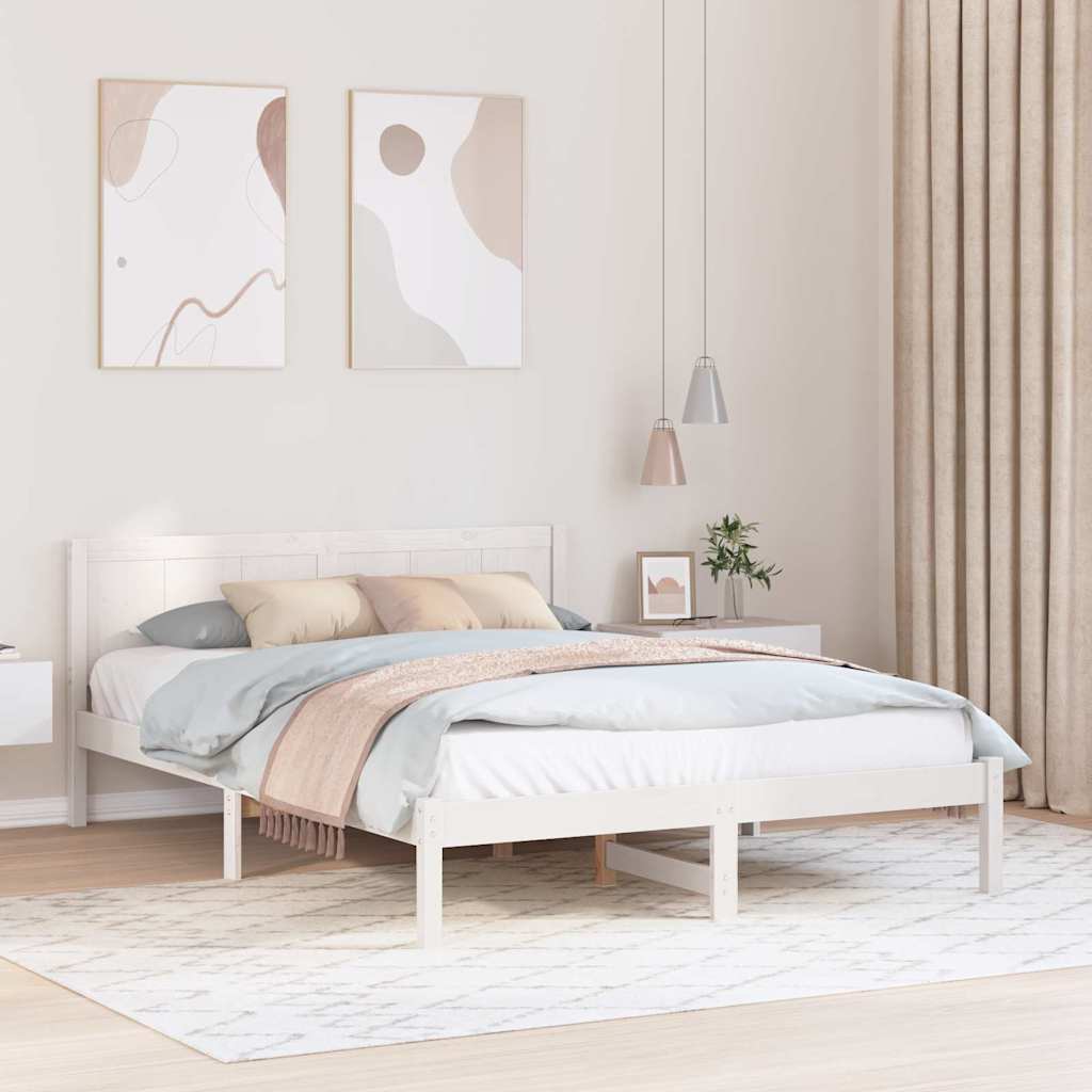 Bedframe Wit 150 x 200 cm Massief grenenhout is nu te koop bij PeponiXL, paradijselijk wonen!