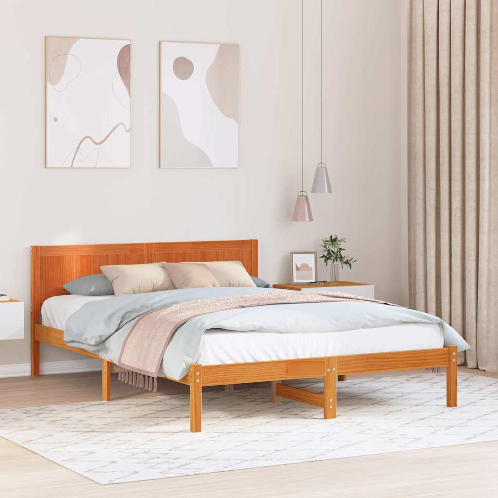 Bedframe Bruin 140 x 200 cm Massief grenenhout is nu te koop bij PeponiXL, paradijselijk wonen!