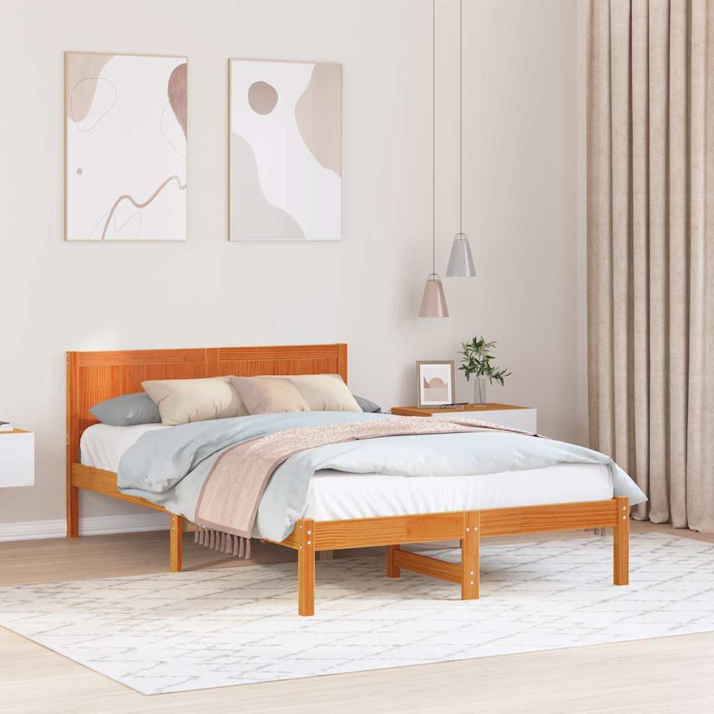 Bedframe Bruin 140 x 190 cm Massief grenenhout is nu te koop bij PeponiXL, paradijselijk wonen!
