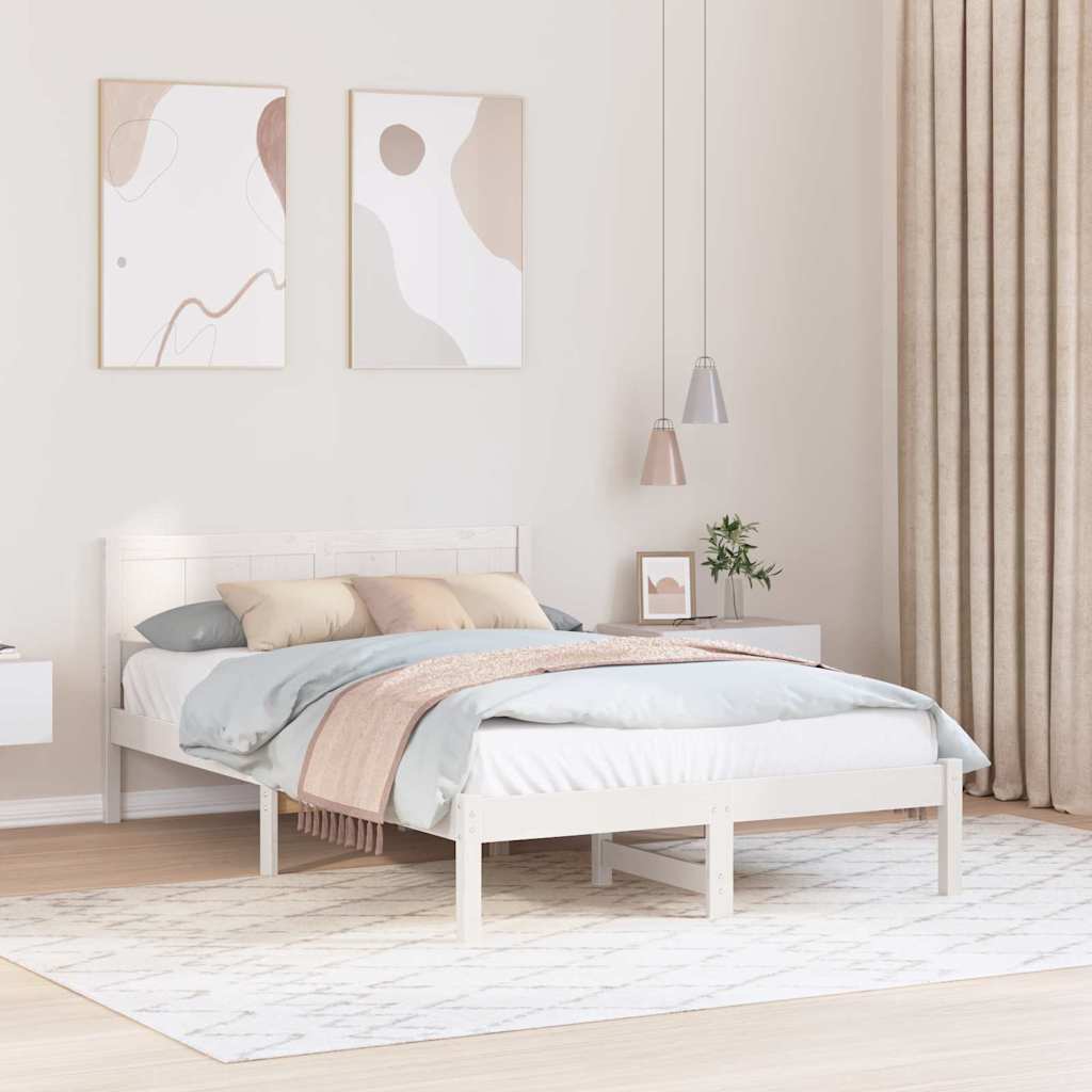 Bedframe Wit 135 x 190 cm Massief grenenhout is nu te koop bij PeponiXL, paradijselijk wonen!