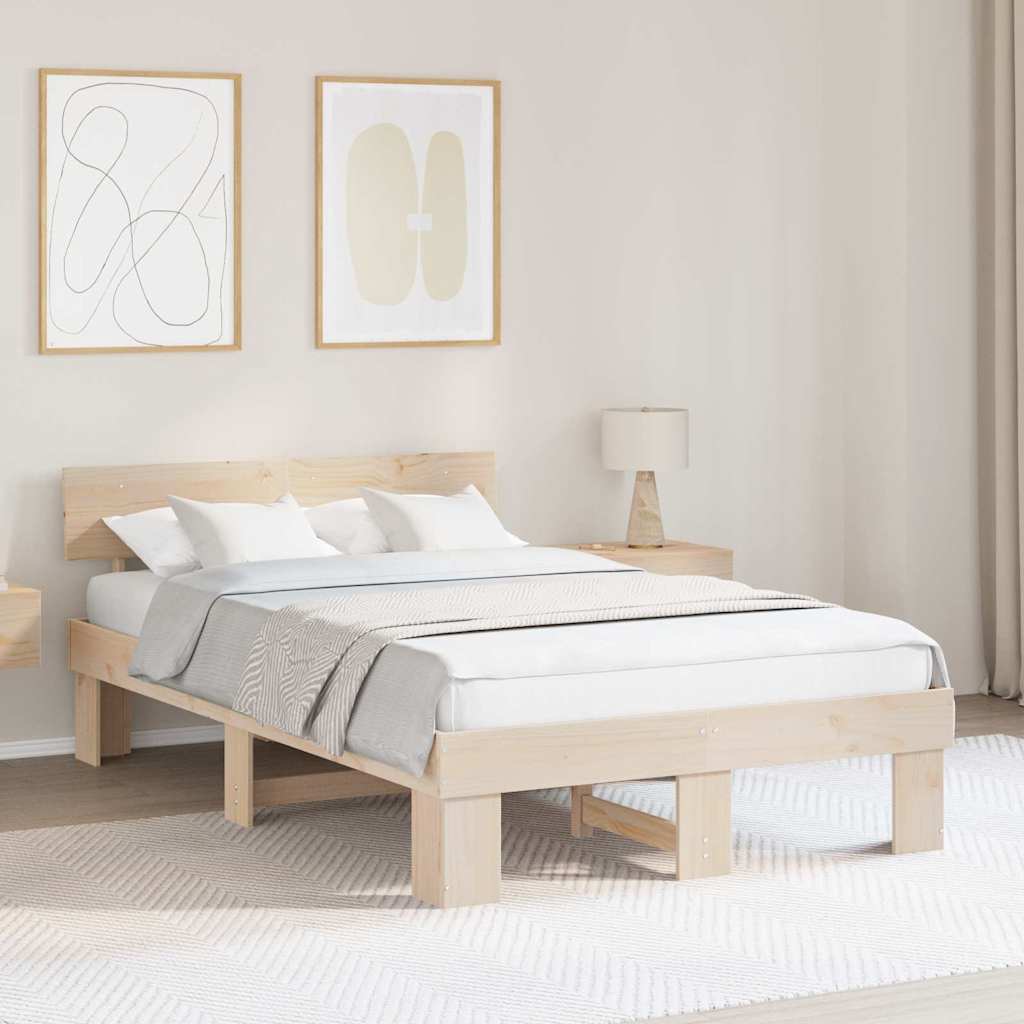 Bedframe met hoofdeinde Naturel 120 x 200 cm Massief grenenhout is nu te koop bij PeponiXL, paradijselijk wonen!