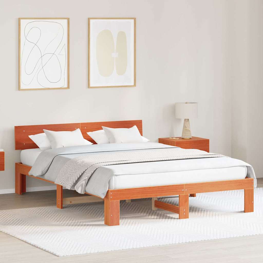 Bedframe Wasbruin 140 x 200 cm Massief grenenhout is nu te koop bij PeponiXL, paradijselijk wonen!