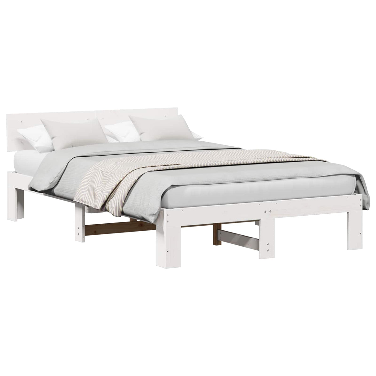 Bedframe met hoofdeinde Wit 120 x 200 cm Massief grenenhout is nu te koop bij PeponiXL, paradijselijk wonen!