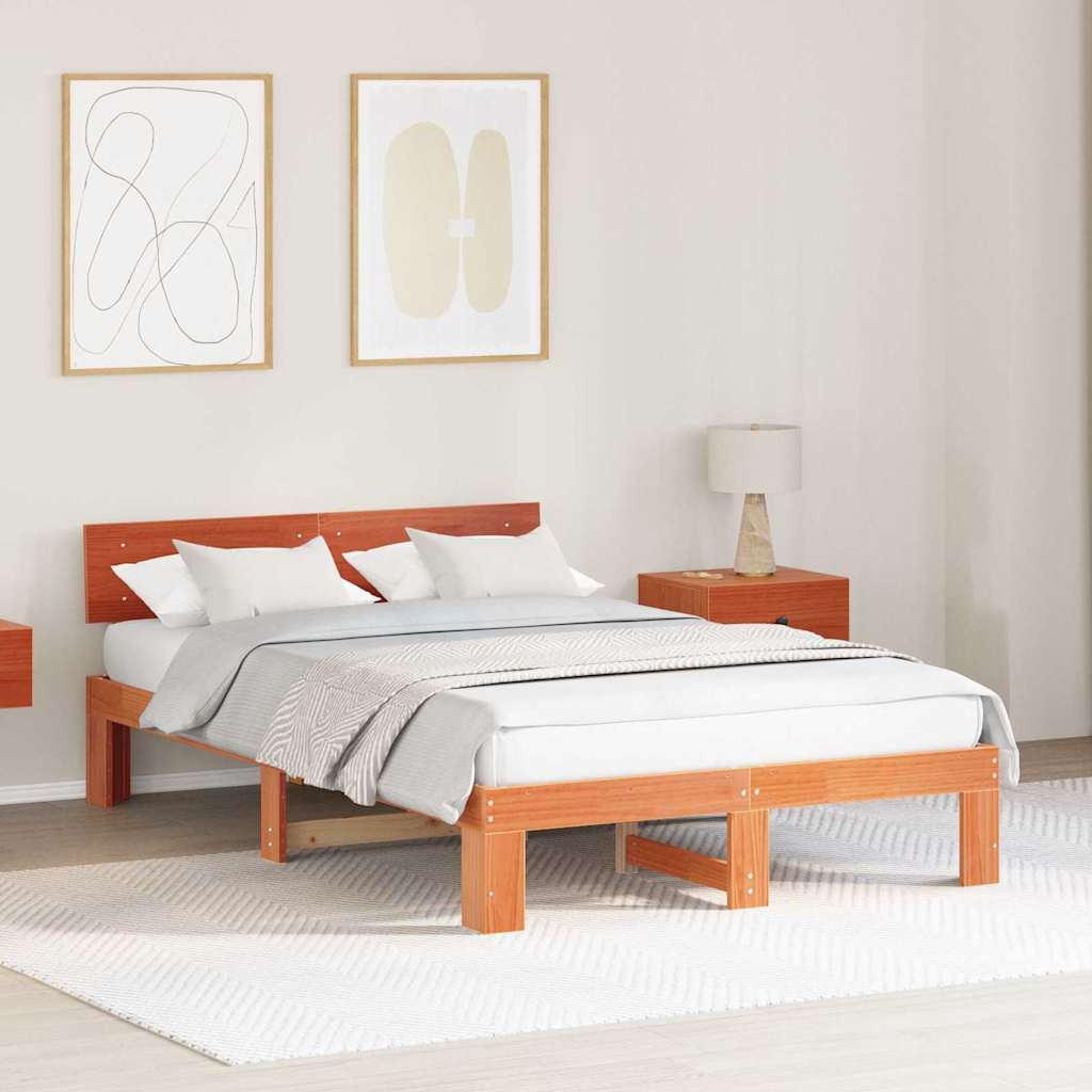 Bedframe Wasbruin 140 x 190 cm Massief grenenhout is nu te koop bij PeponiXL, paradijselijk wonen!