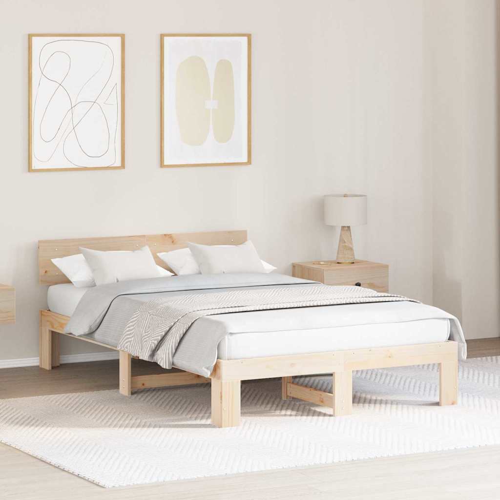 Bedframe met hoofdeinde Naturel 120 x 190 cm Massief grenenhout is nu te koop bij PeponiXL, paradijselijk wonen!