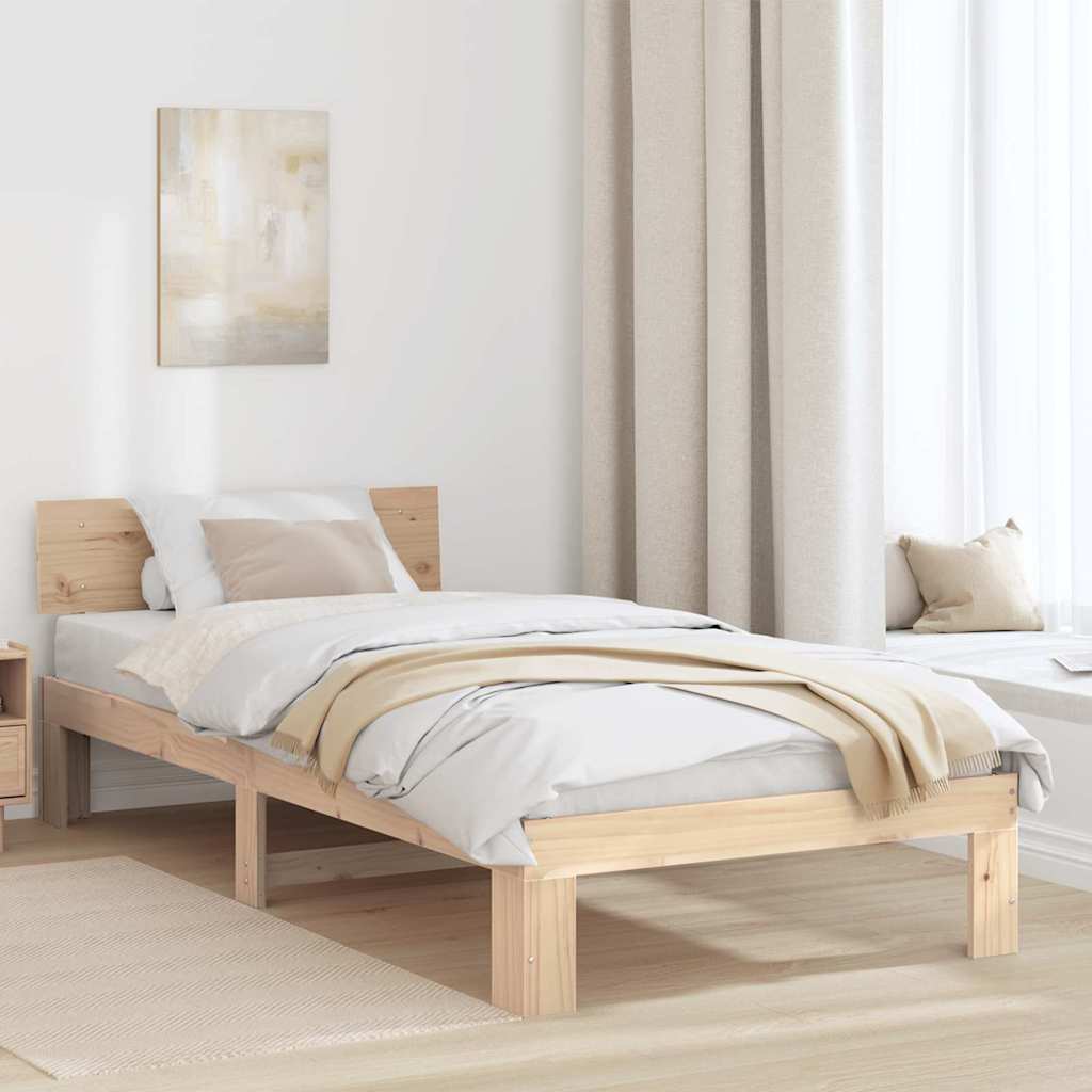 Bedframe met hoofdeinde Naturel 100 x 200 cm Massief grenenhout is nu te koop bij PeponiXL, paradijselijk wonen!