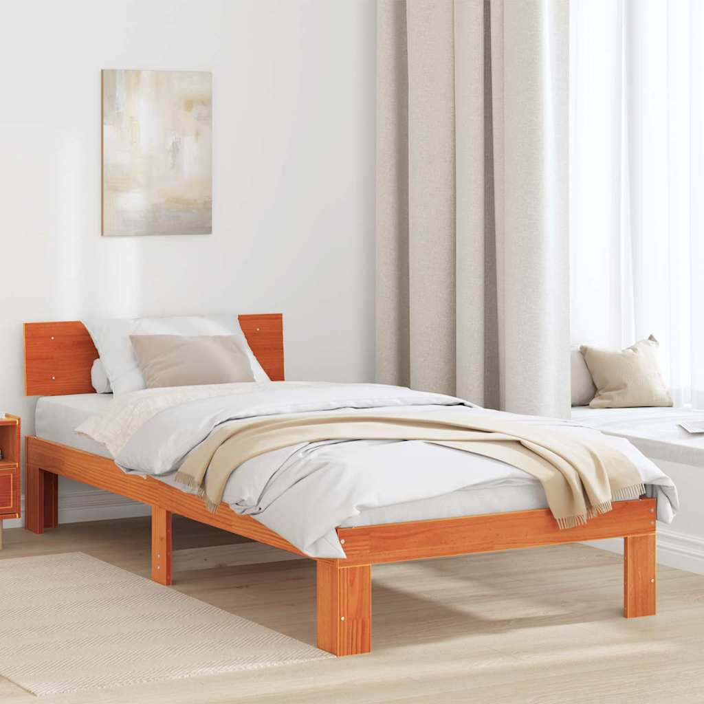 Bedframe met hoofdeinde Wasbruin 80 x 200 cm Massief grenenhout is nu te koop bij PeponiXL, paradijselijk wonen!