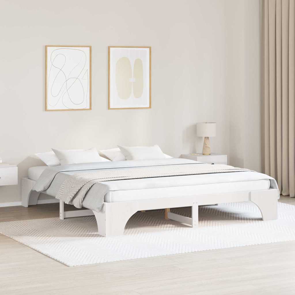 Bedframe Wit 200 x 200 cm Massief grenenhout is nu te koop bij PeponiXL, paradijselijk wonen!