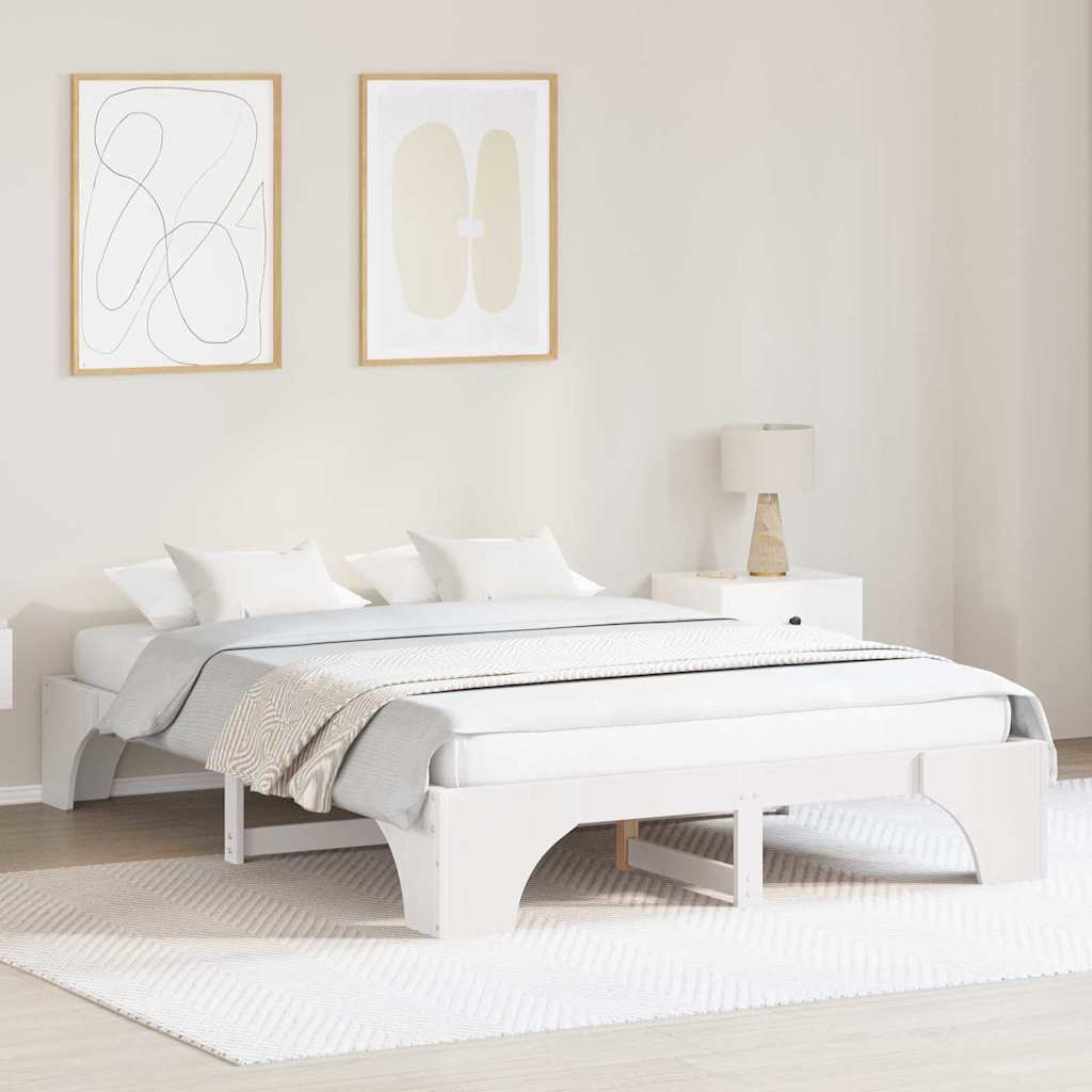 Bedframe Wit 150 x 200 cm Massief grenenhout is nu te koop bij PeponiXL, paradijselijk wonen!