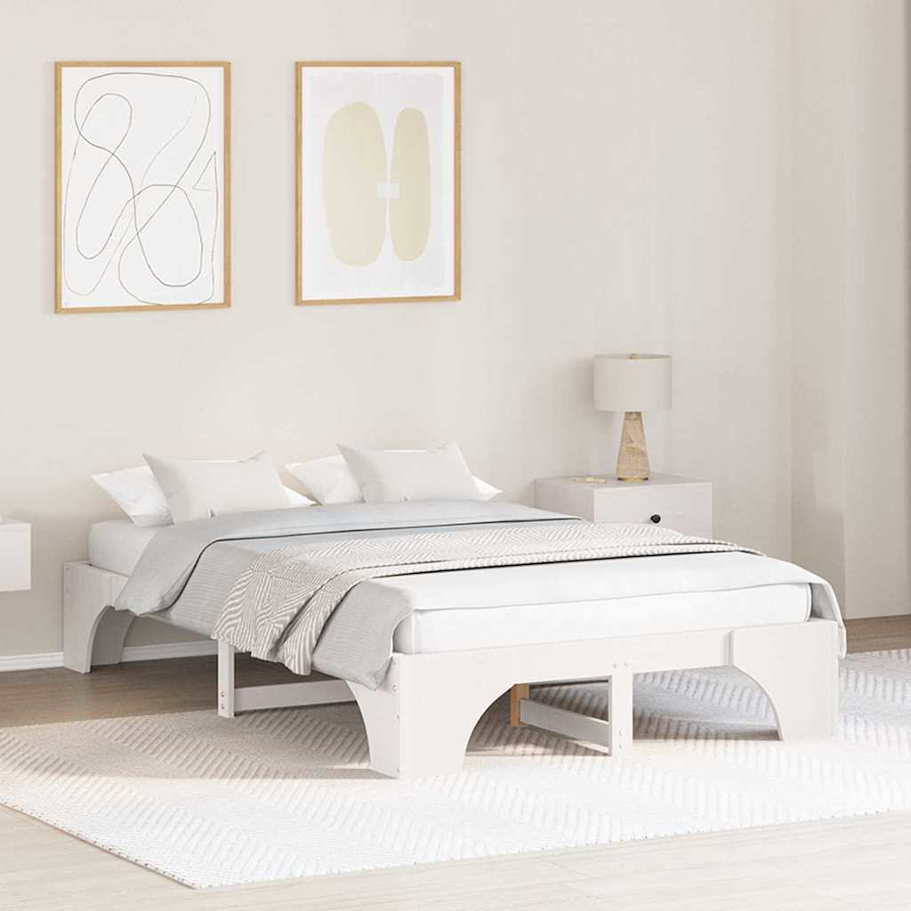 Bedframe Wit 135 x 190 cm Massief grenenhout is nu te koop bij PeponiXL, paradijselijk wonen!