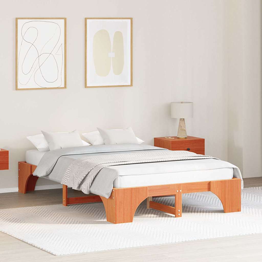 Bedframe Wasbruin 135 x 190 cm Massief grenenhout is nu te koop bij PeponiXL, paradijselijk wonen!