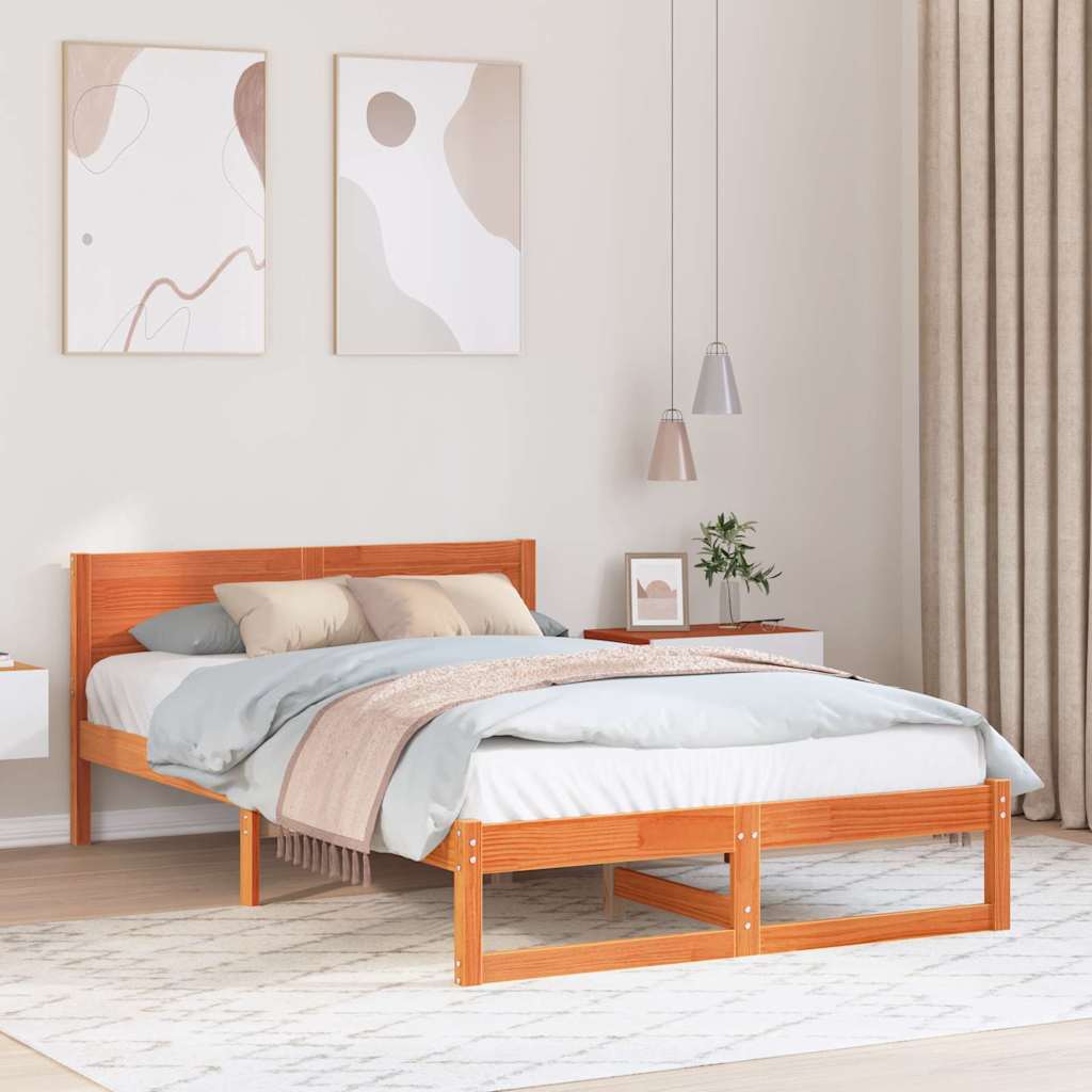 Bedframe Wasbruin 135 x 190 cm Massief grenenhout is nu te koop bij PeponiXL, paradijselijk wonen!
