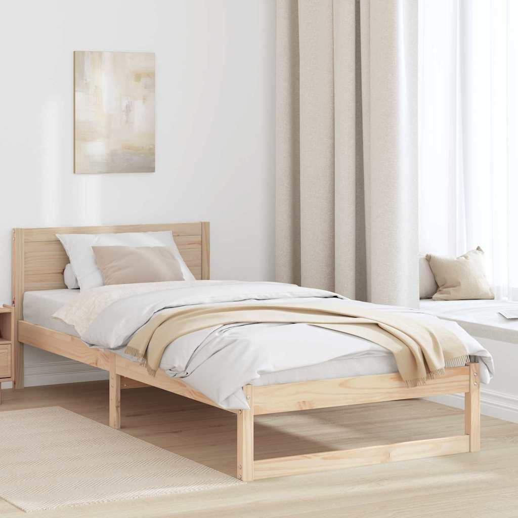 Bedframe met hoofdeinde Naturel 100 x 200 cm Massief grenenhout is nu te koop bij PeponiXL, paradijselijk wonen!