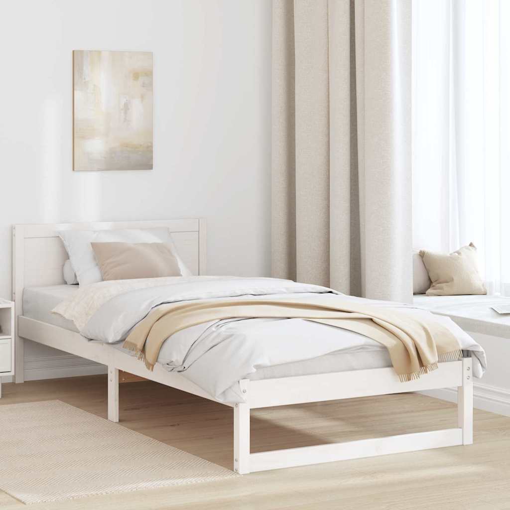 Bedframe met hoofdeinde Wit 80 x 200 cm Massief grenenhout is nu te koop bij PeponiXL, paradijselijk wonen!
