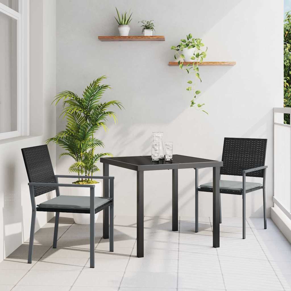 Tuin eettafelset 3 pcs Zwart en Licht Grijs PE Rattan is nu te koop bij PeponiXL, paradijselijk wonen!