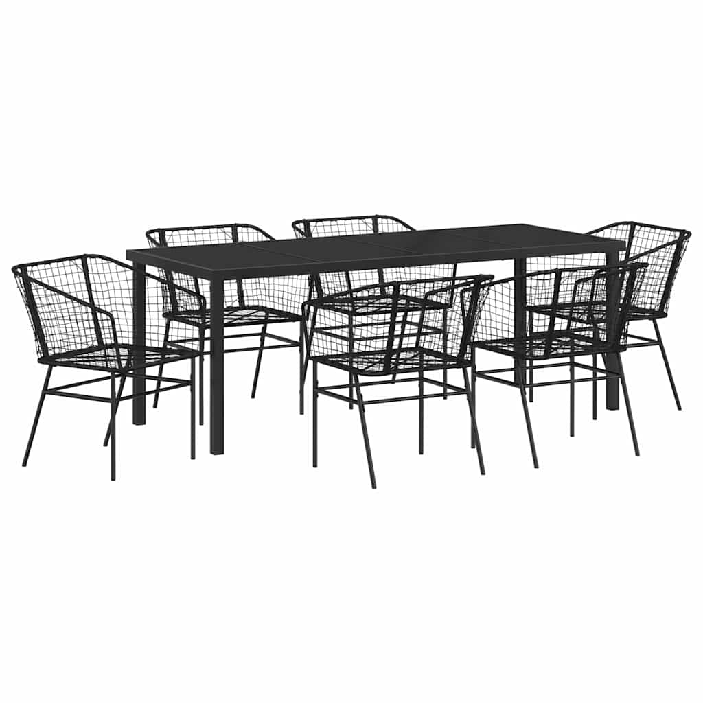 Tuin eettafelset 7 pcs Zwart poly rattan is nu te koop bij PeponiXL, paradijselijk wonen!