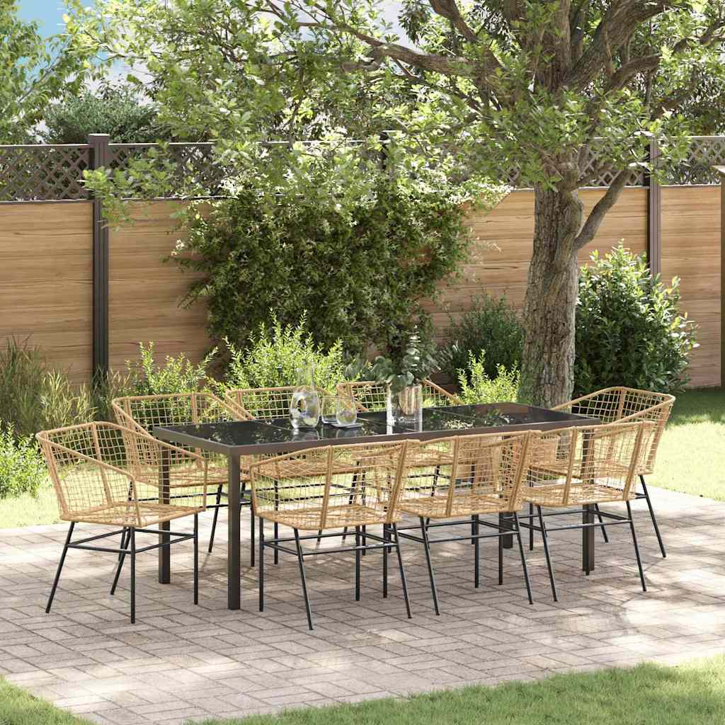 Tuin eettafelset 9 pcs Bruin poly rattan is nu te koop bij PeponiXL, paradijselijk wonen!