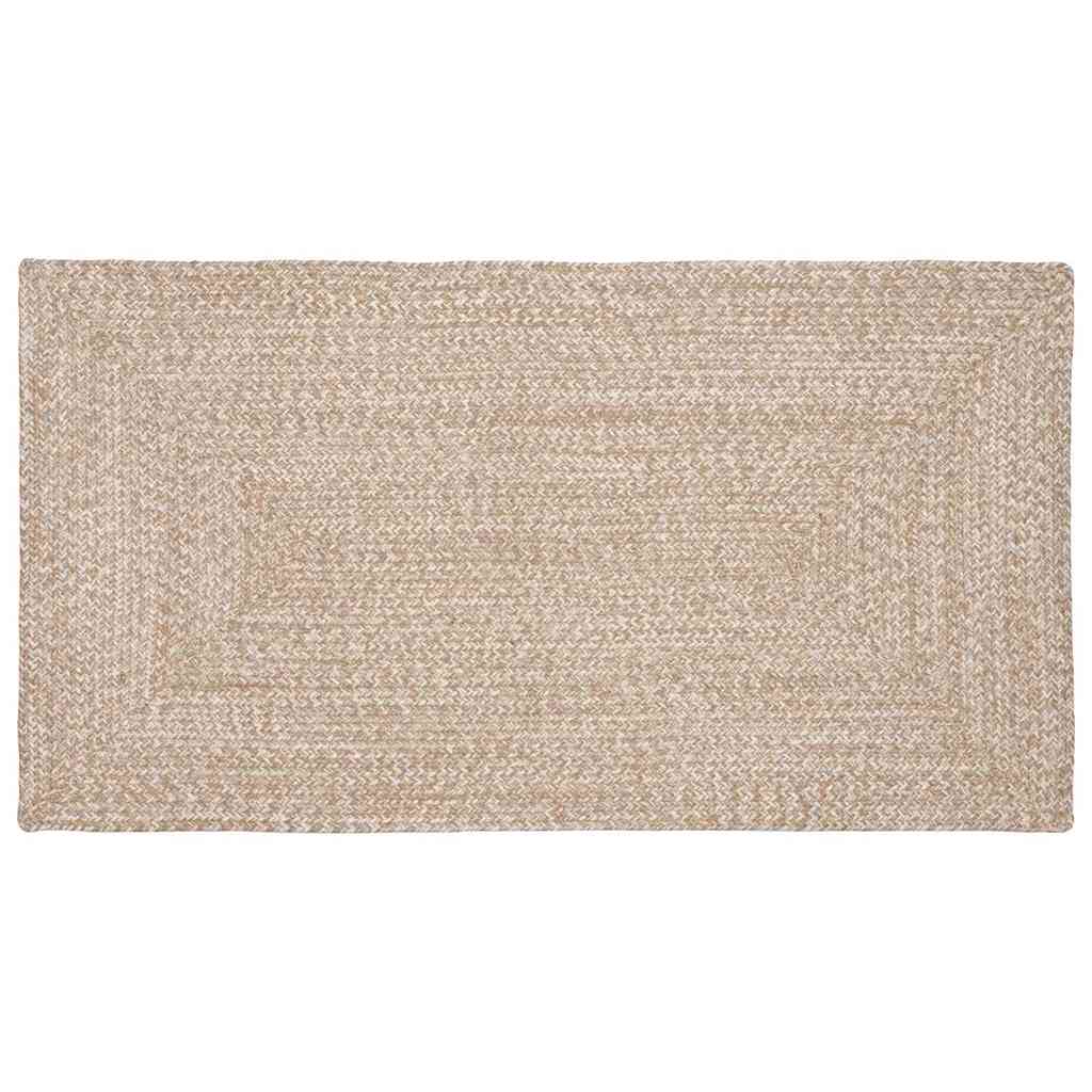 Vloerkleden Rechthoekig Natuurlijk en Wit 100 x 200 cm Jute is nu te koop bij PeponiXL, paradijselijk wonen!