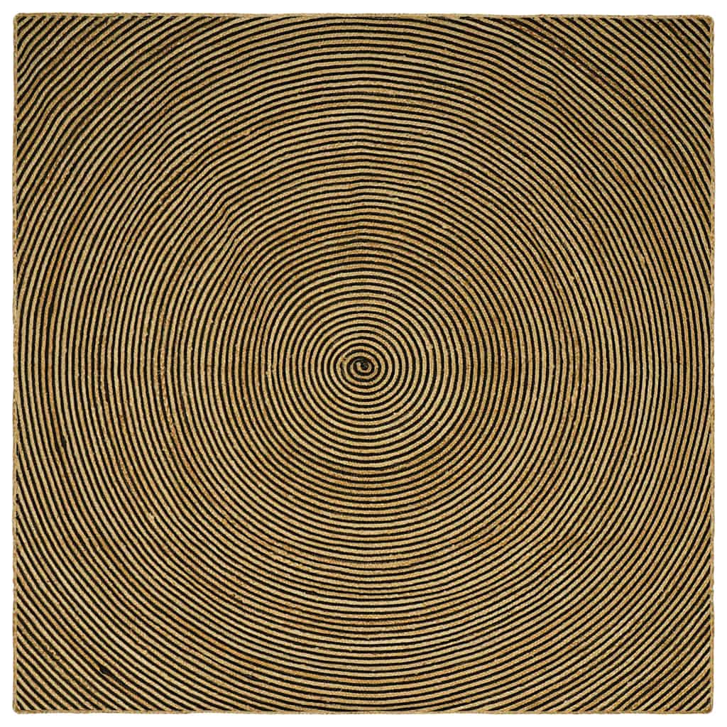 Vloerkleed Natuurlijk en Zwart 200 x 200 cm Jute is nu te koop bij PeponiXL, paradijselijk wonen!