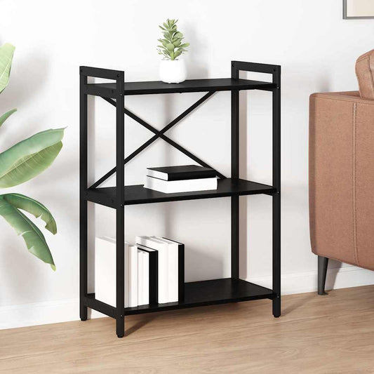 Boekenkast Zwart Eiken 60 x 30 x 85 cm Bewerkt hout is nu te koop bij PeponiXL, paradijselijk wonen!
