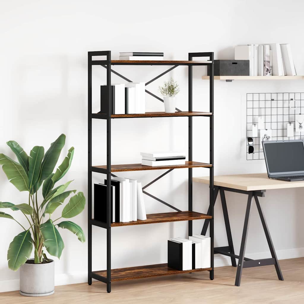 Boekenkast Gerookt eiken 80 x 30 x 155 cm Bewerkt hout is nu te koop bij PeponiXL, paradijselijk wonen!