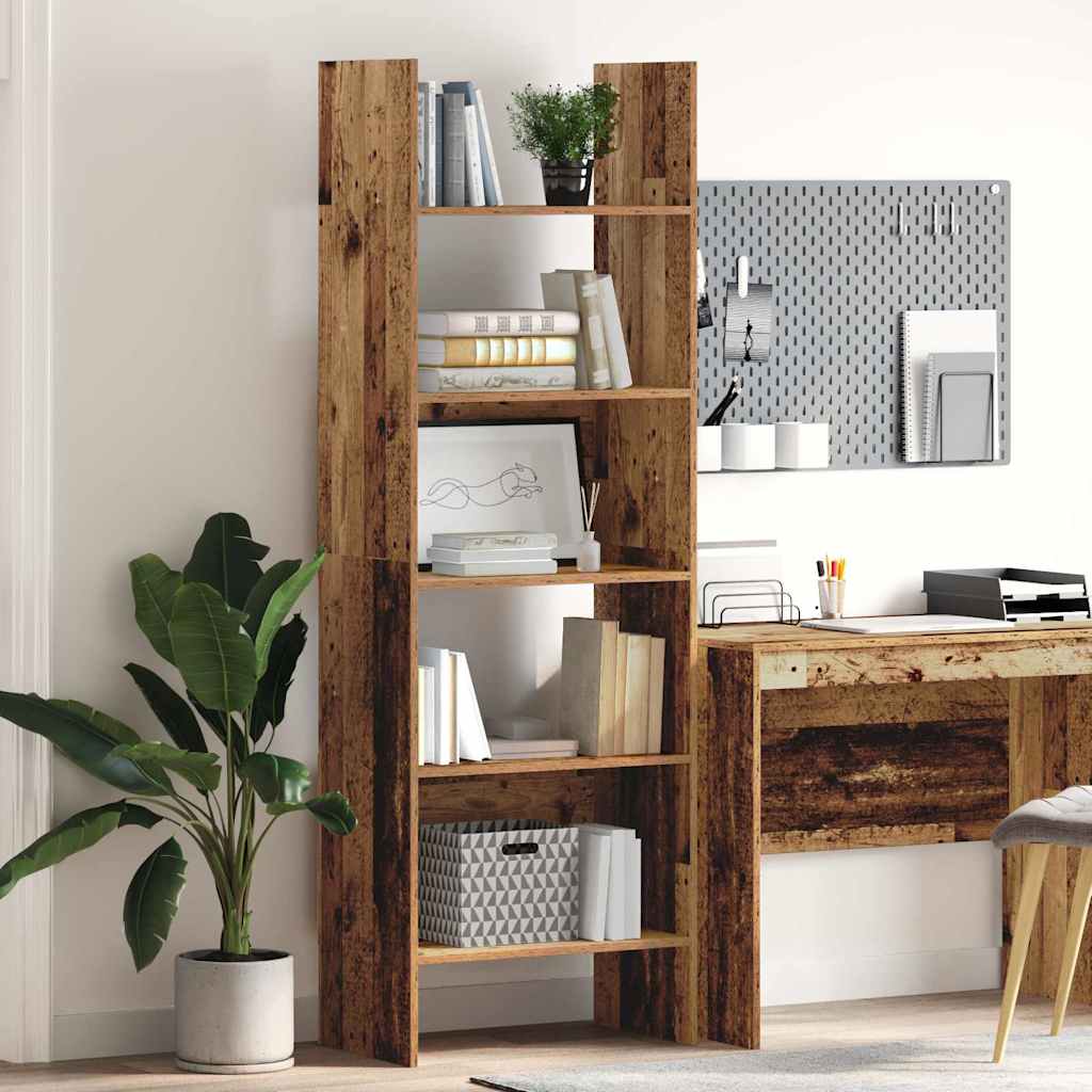 Boekenkast Oudhout 60 x 35 x 180 cm Bewerkt hout is nu te koop bij PeponiXL, paradijselijk wonen!