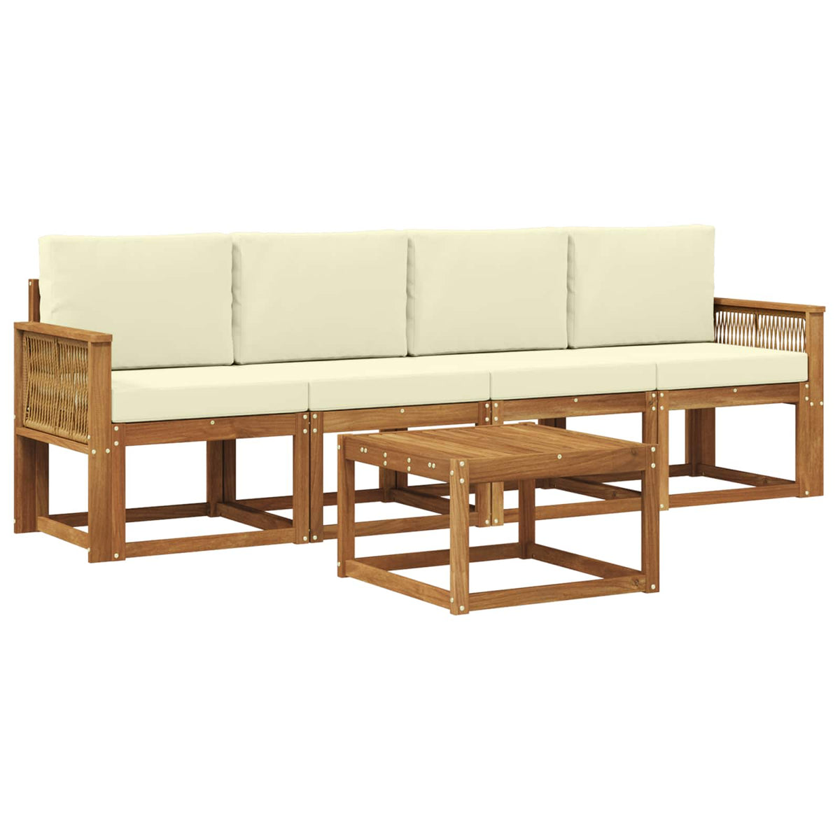 Buiten bankenset met kussen 5 pcs Natuurlijk en Crème Polyester is nu te koop bij PeponiXL, paradijselijk wonen!