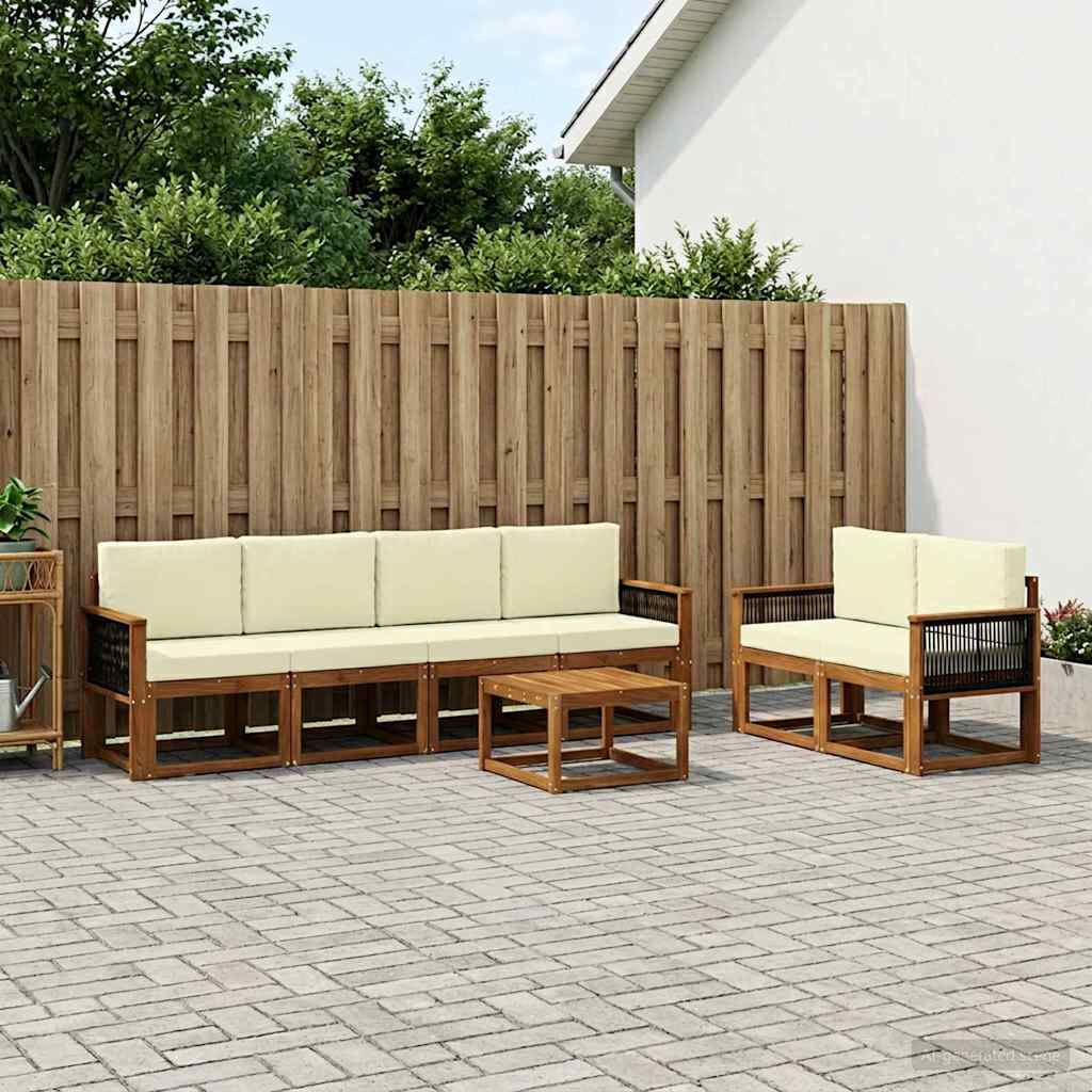Buiten bankenset met kussen 6 pcs Natuurlijk en Crème is nu te koop bij PeponiXL, paradijselijk wonen!