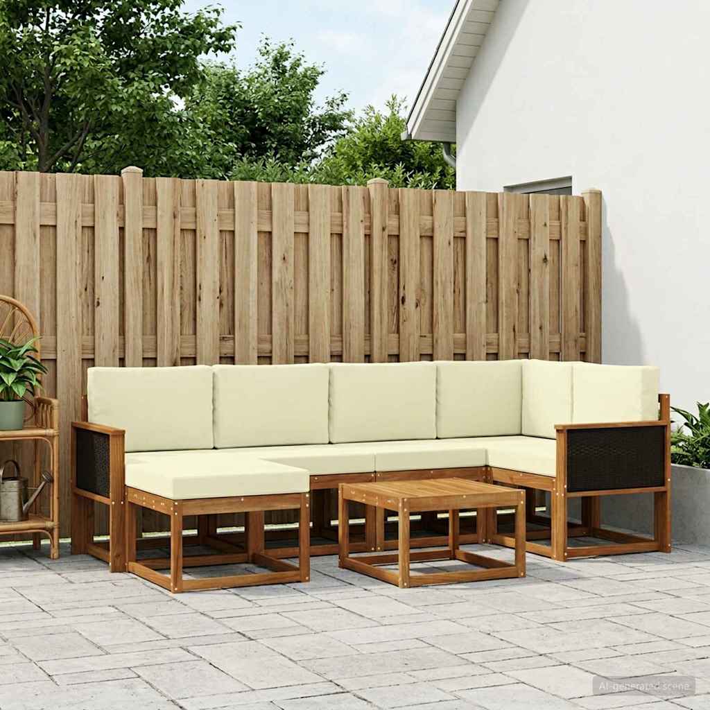 Buiten bankenset 7 pcs Natuurlijk en Crème Massief Acaciahout is nu te koop bij PeponiXL, paradijselijk wonen!