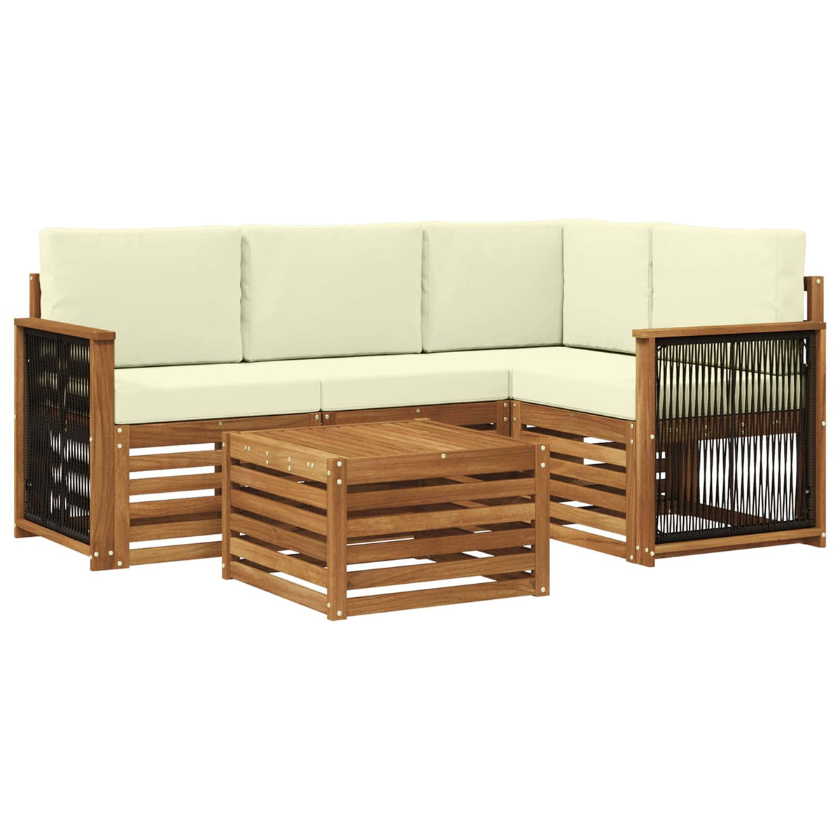 Buiten bankenset 5 pcs Natuurlijk en Crème 59 x 59 x 37 cm is nu te koop bij PeponiXL, paradijselijk wonen!