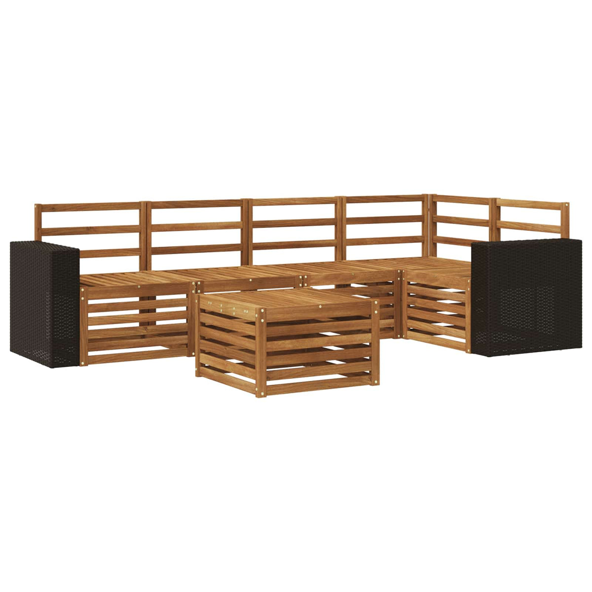 Hoekbank Set 6 pcs Naturel Massief Acaciahout is nu te koop bij PeponiXL, paradijselijk wonen!