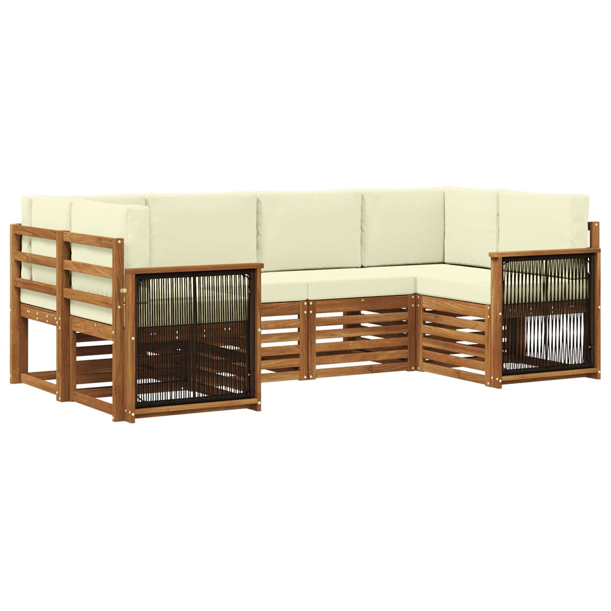 Hoekbank Set met kussen 5 pcs Natuurlijk en Crème is nu te koop bij PeponiXL, paradijselijk wonen!
