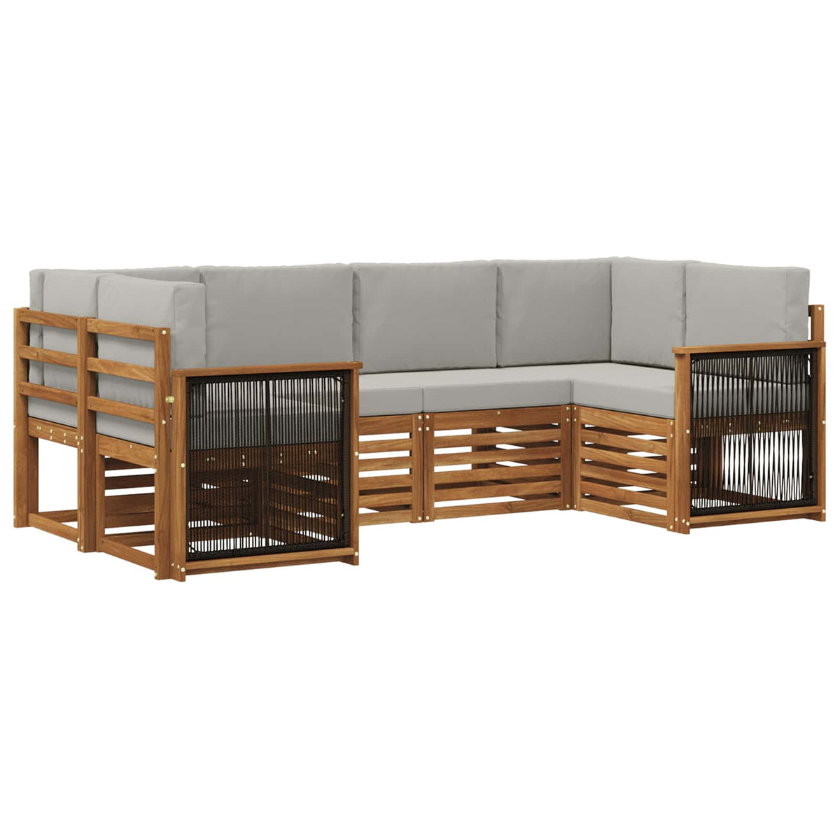 Hoekbank Set met kussen 5 pcs Naturel en lichtgrijs is nu te koop bij PeponiXL, paradijselijk wonen!