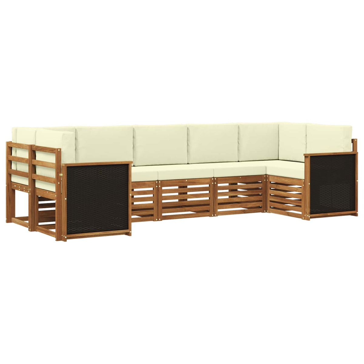 Hoekbank Set met kussen 6 pcs Natuurlijk en Crème is nu te koop bij PeponiXL, paradijselijk wonen!