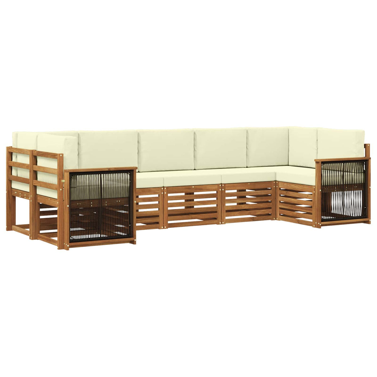 Hoekbank Set met kussen 6 pcs Natuurlijk en Crème is nu te koop bij PeponiXL, paradijselijk wonen!