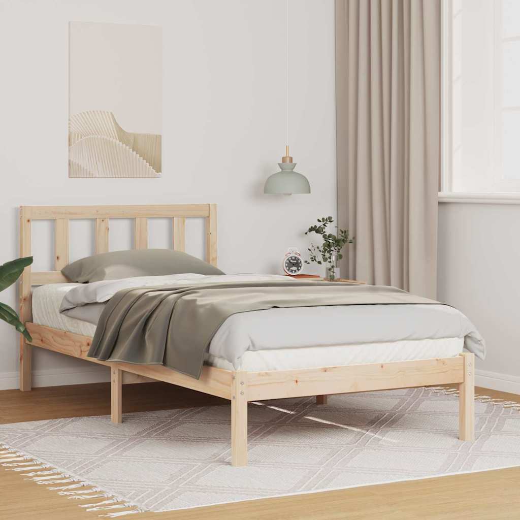 Bedframe met hoofdeinde Bruin 90 x 200 cm Massief grenenhout is nu te koop bij PeponiXL, paradijselijk wonen!